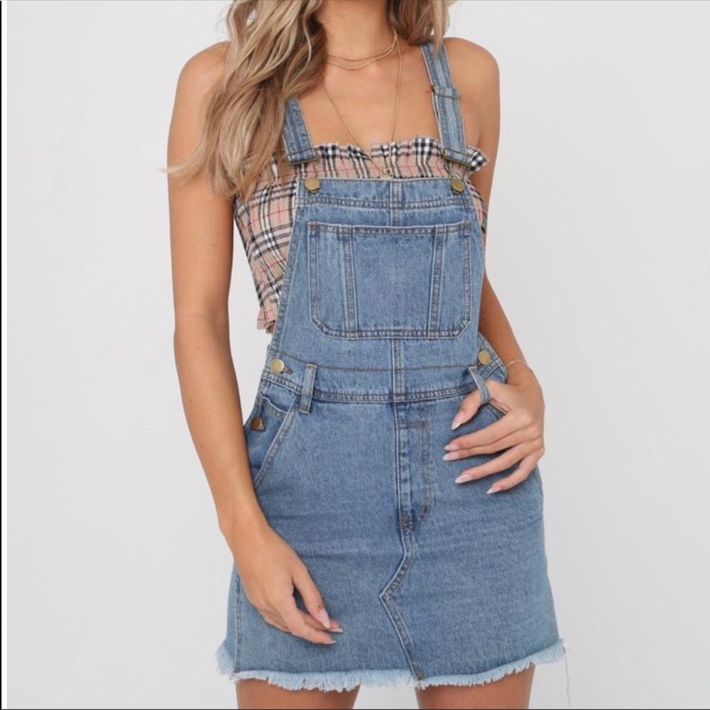 Blue denim overalls